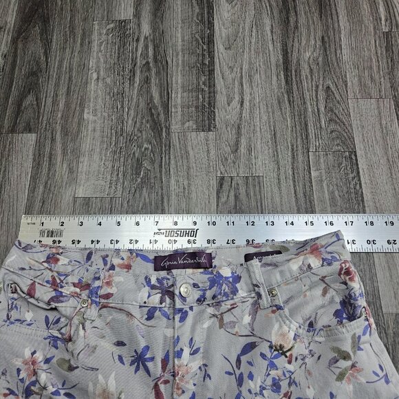 Gloria Vanderbilt Amanda Pants Womens 14 Short Gray Floral Print Stretch Jeans - Picture 8 of 12